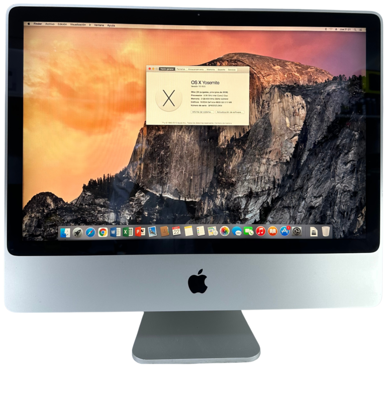 iMac 24 mid 2008 Core2Duo 2Gb 240Gb NVIDIA GeForce 8800 Yosemite Encendida