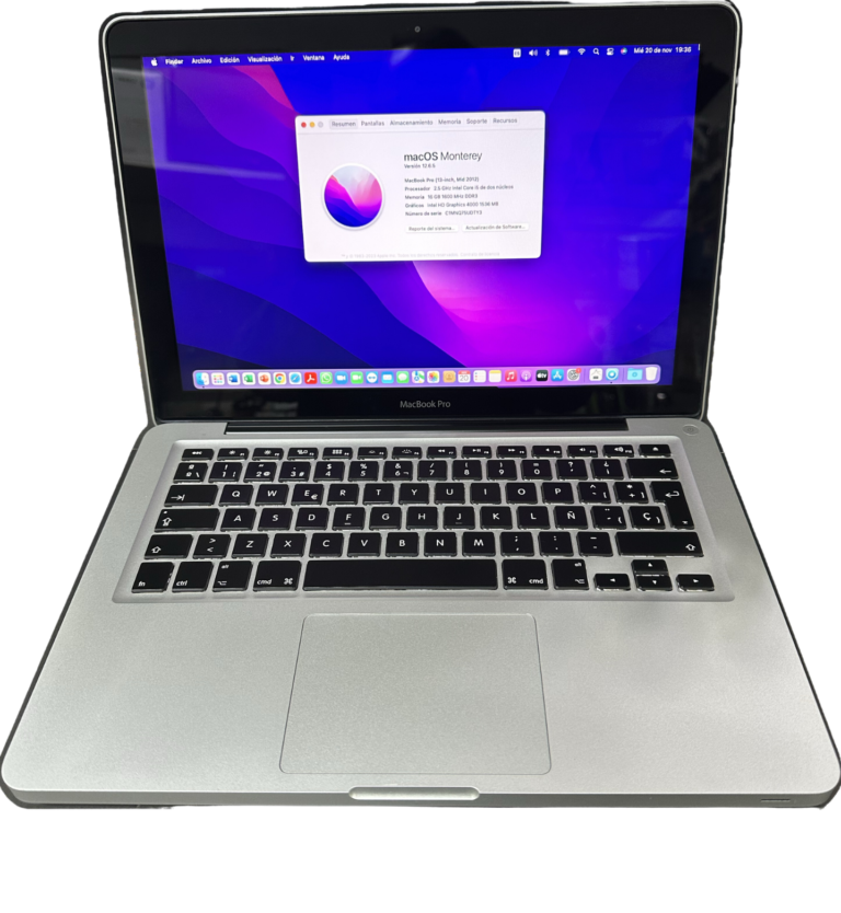 MacBook Pro Mid 2012 Frente Especificaciones Canva